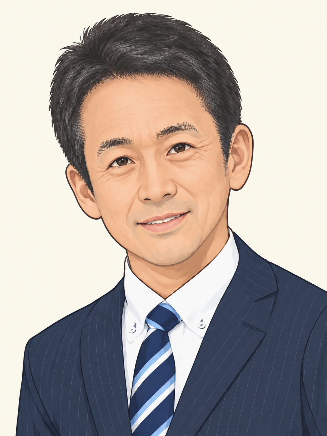 若曽根智仁さんのスーツ姿のイラスト